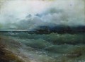 イワン・アイヴァゾフスキー 嵐の海の日の出の船 1871 年の海景